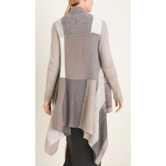 Chico's Drape-Front Colorblock Cardigan - Picture 2 of 10